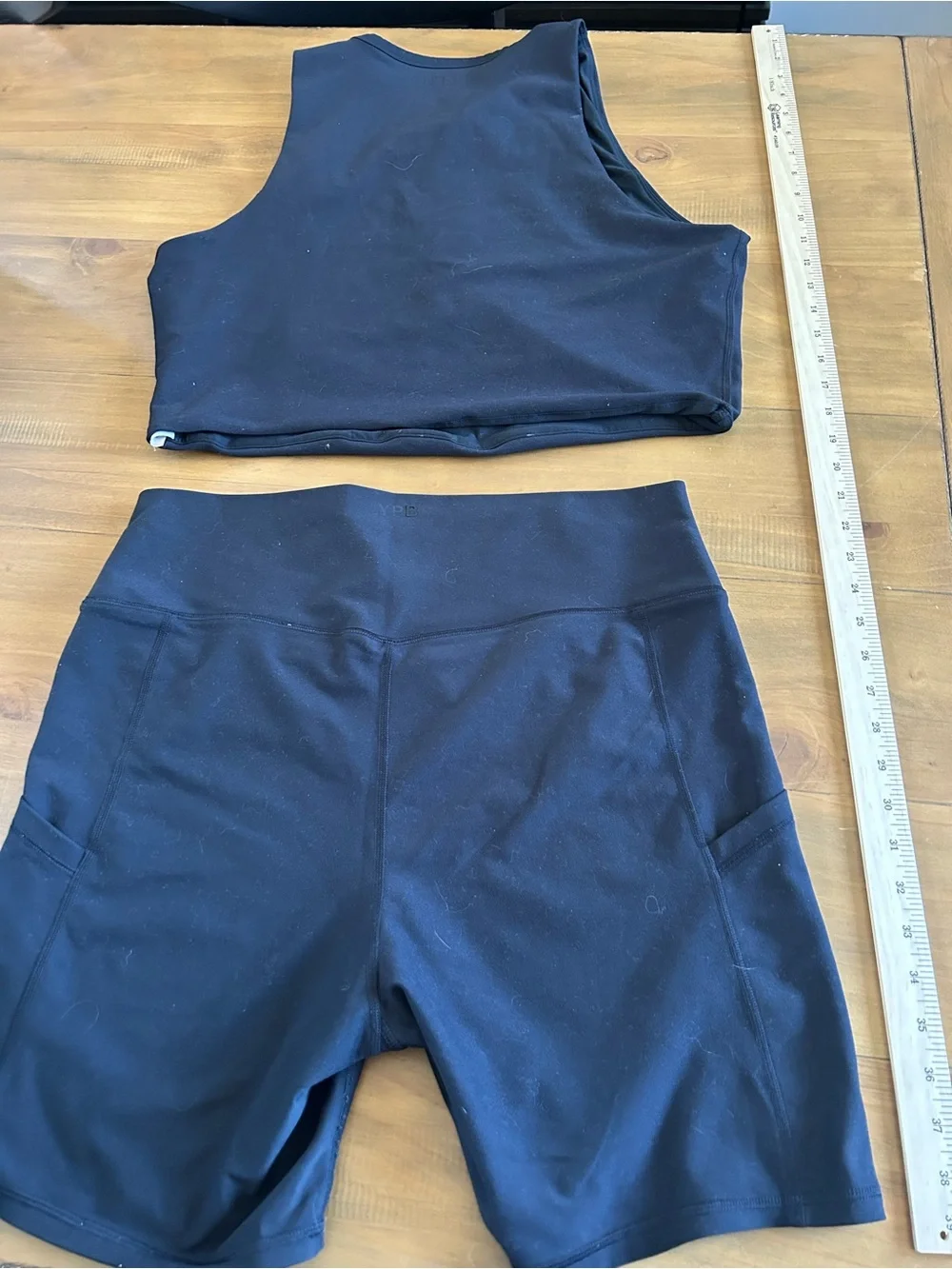 YPB Black Workout Top and Matching Biker Shorts - Picture 4 of 8